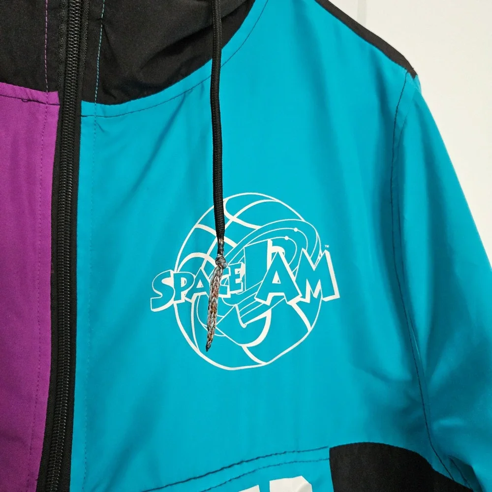 Space Jam Tune Squad Windbreaker Jacket Sz Med- Hoodie Looney Tunes 90s